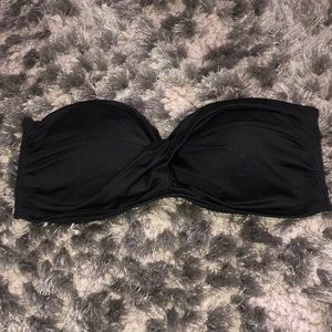 Black bandeau bathing suit top